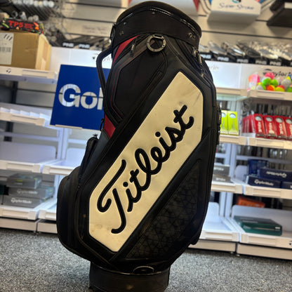 Titleist Premium Series Leather Staff Bag - Blk/Red/Wht