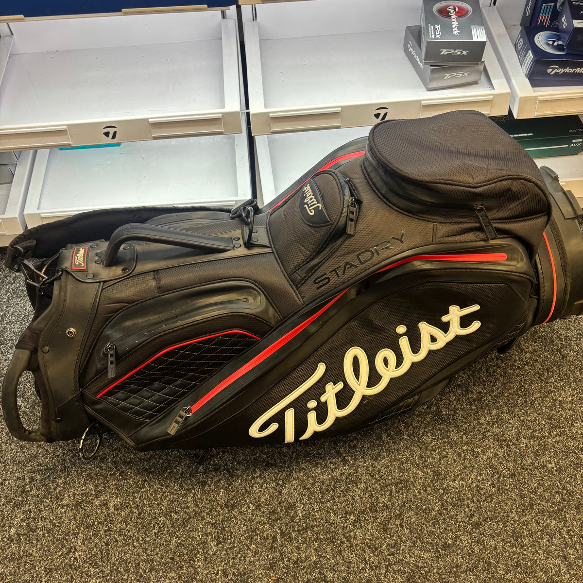 Titleist StaDry Leather Cart Bag - Blk/Red
