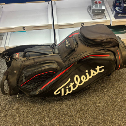 Titleist StaDry Leather Cart Bag - Blk/Red
