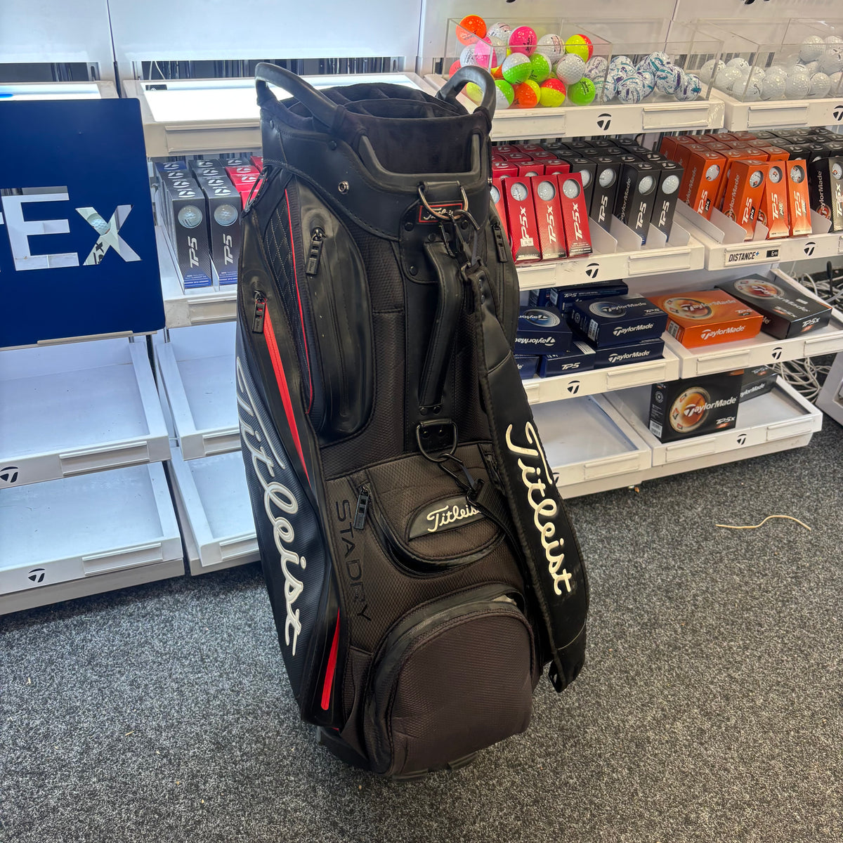 Titleist StaDry Leather Cart Bag - Blk/Red