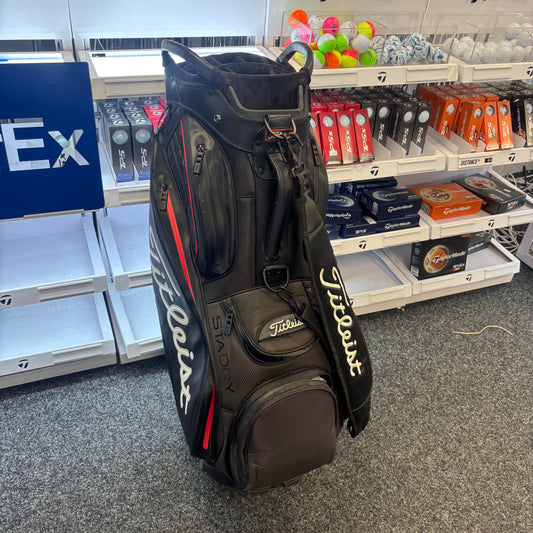 Titleist StaDry Leather Cart Bag - Blk/Red